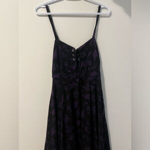 Midi gothic fashinable corset dress black and purple